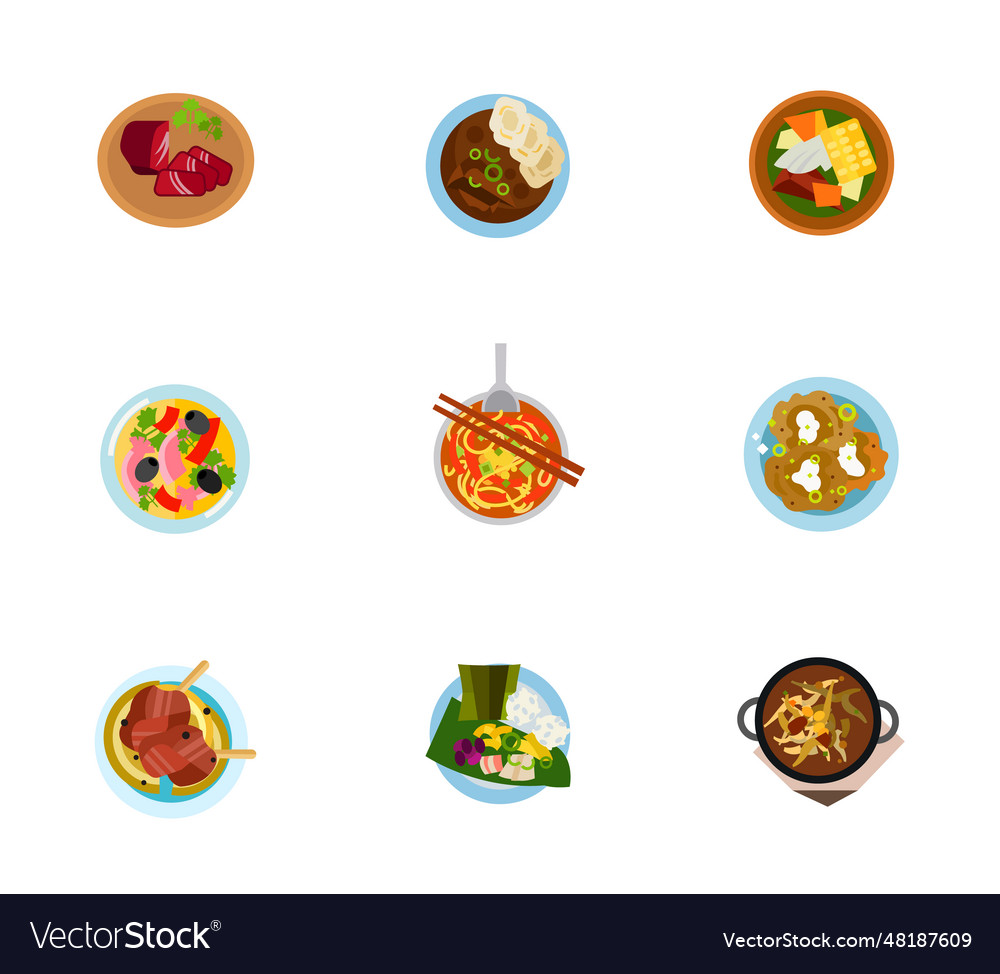 National cuisine icon set Royalty Free Vector Image