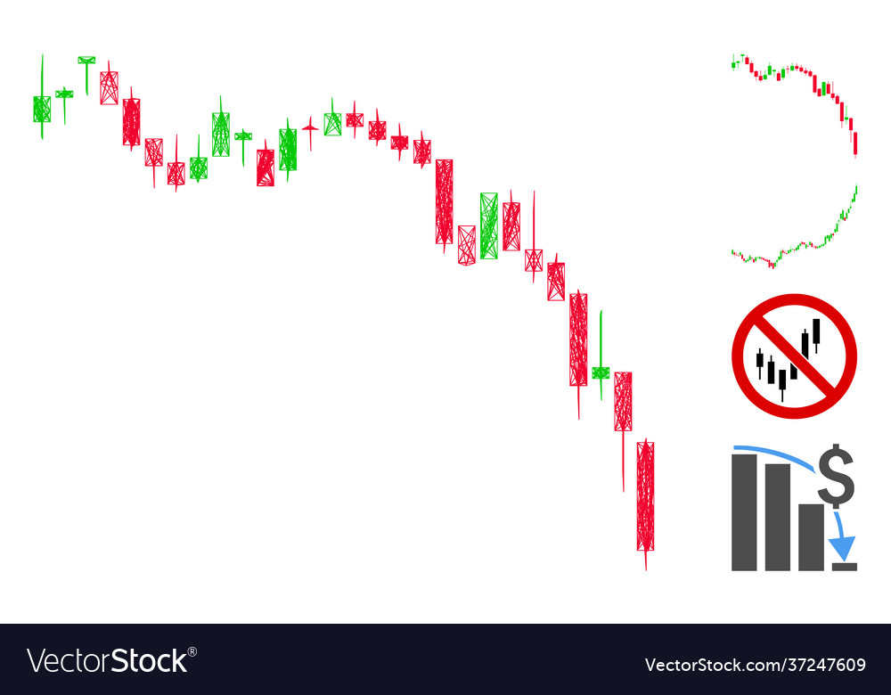 Net candlestick chart down mesh vector image Net candlestick chart down mesh