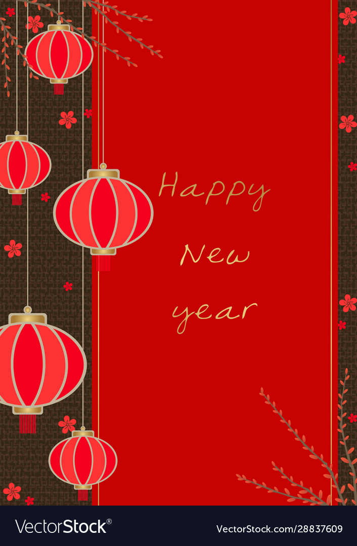 Red lantern for decoration on chinese new year Vector Image