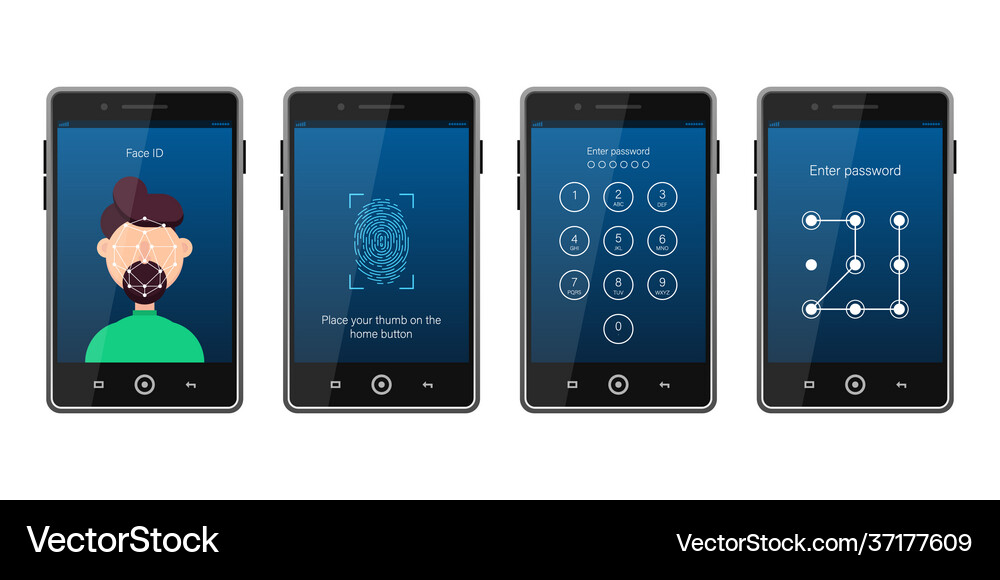Set different screen lock on smartphone Royalty Free Vector