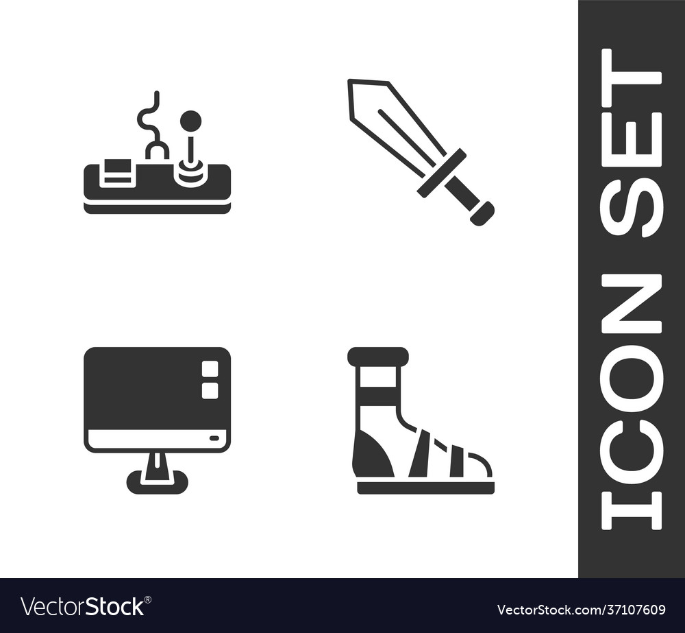 Set slippers with socks gamepad computer monitor vector image Set slippers with socks gamepad computer monitor