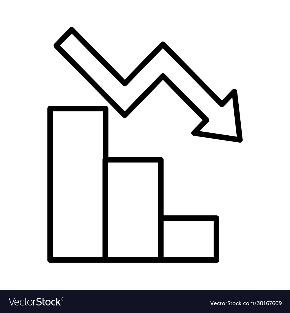 Statistics bars with arrow down line style icon