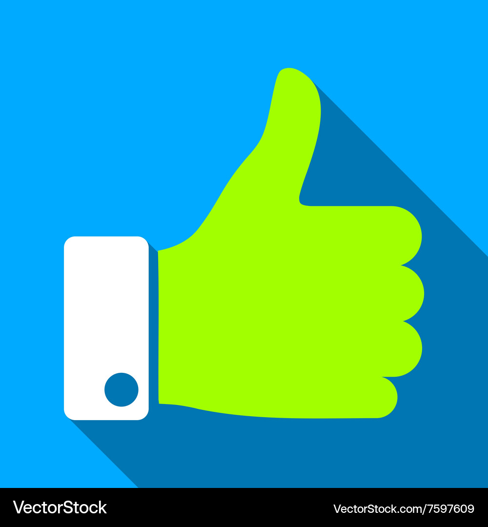 Thumb Up Flat Long Shadow Square Icon Royalty Free Vector