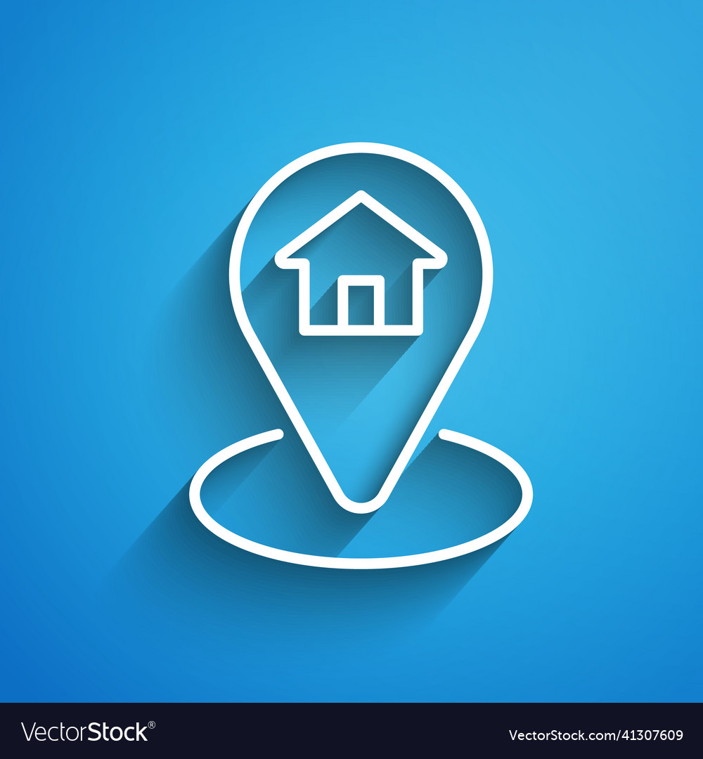 White line map pointer with house icon isolated vector image White line map pointer with house icon isolated