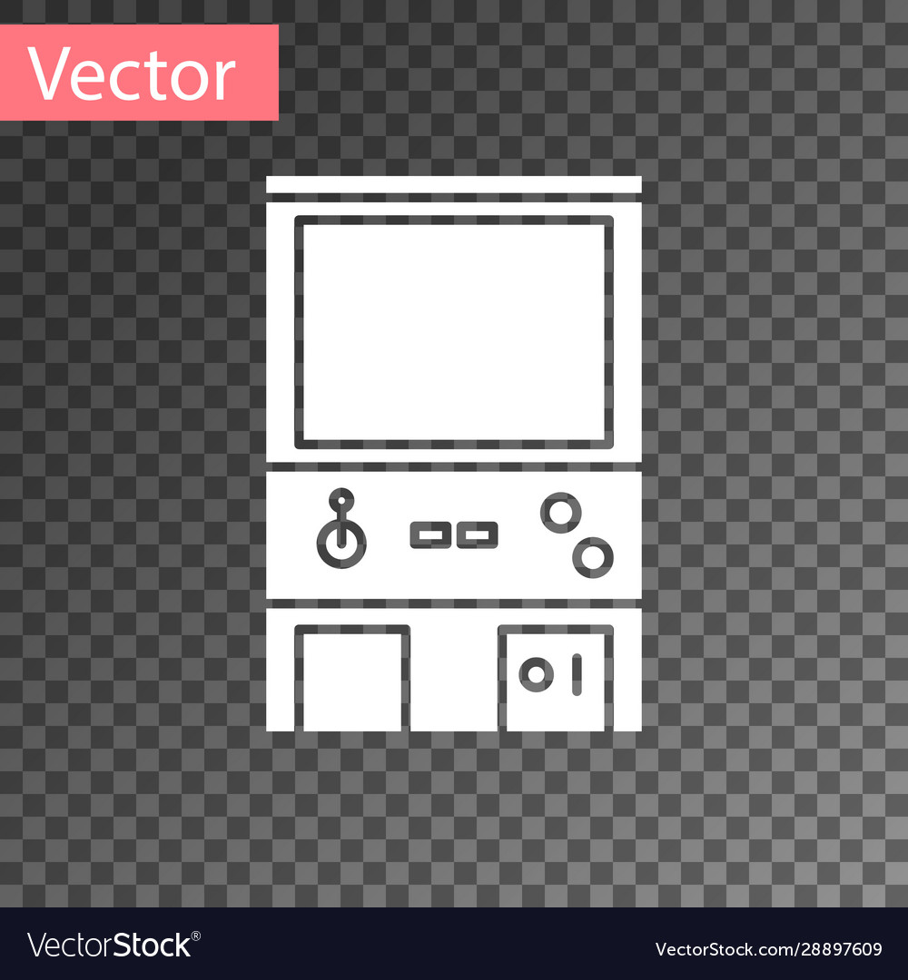 White retro arcade game machine icon isolated