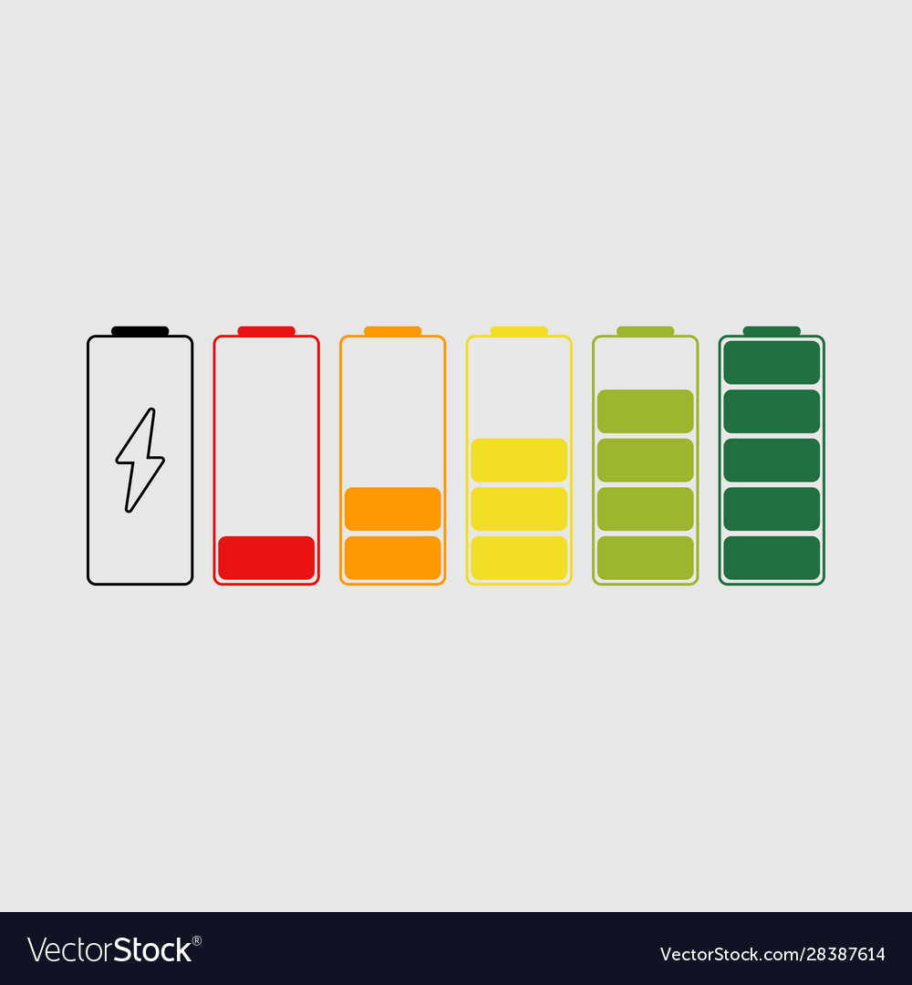 Battery charge indicator icons set status