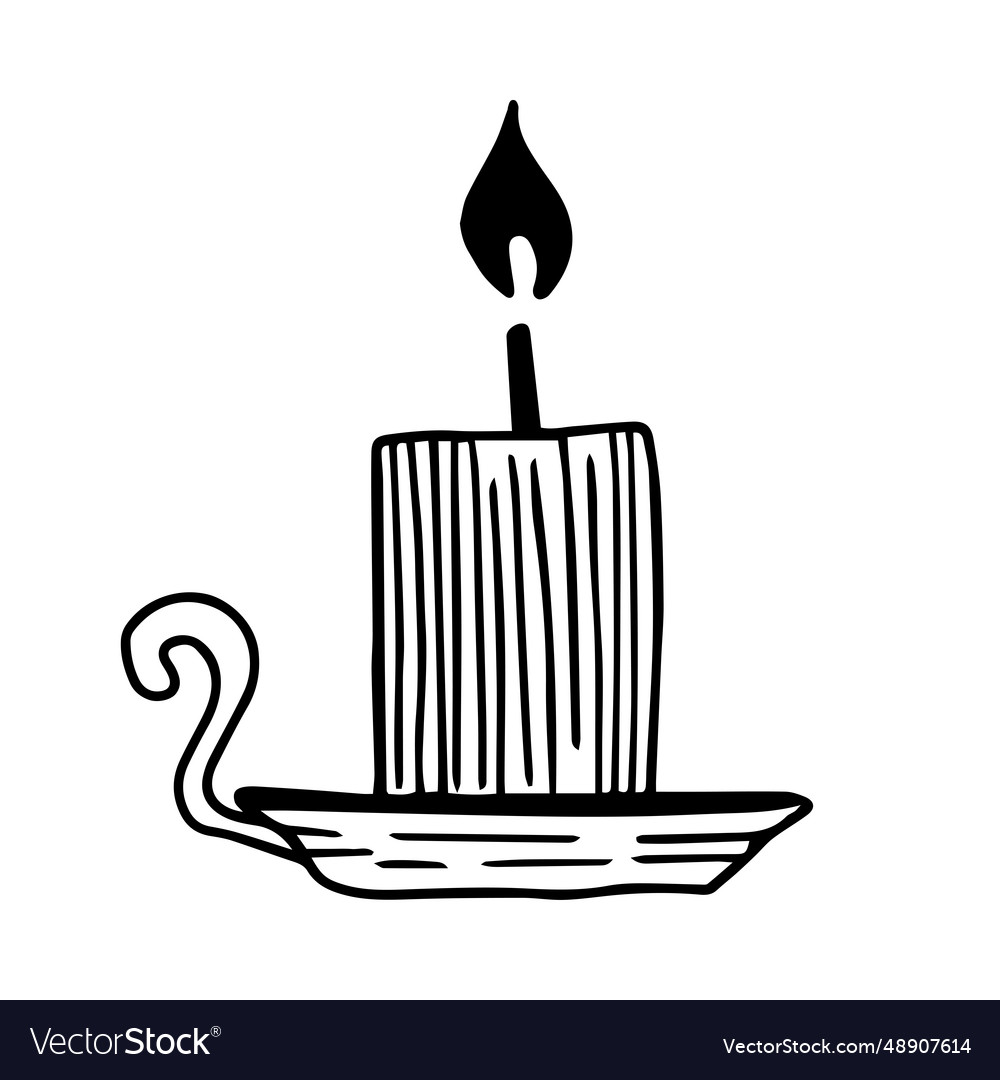 Candle and candlestick doodle isolated clipart Vector Image