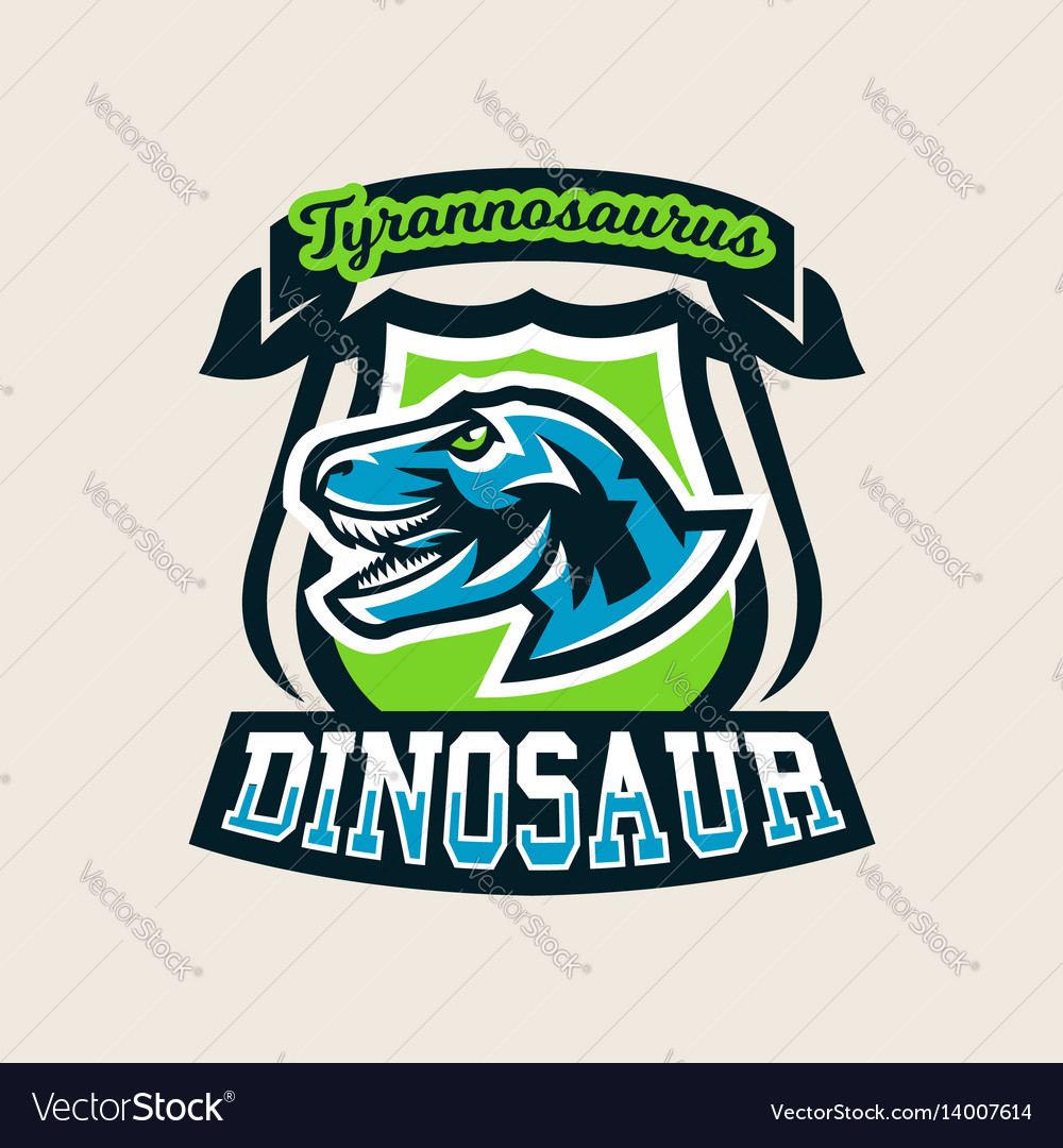 Colourful emblem logo label the dinosaur