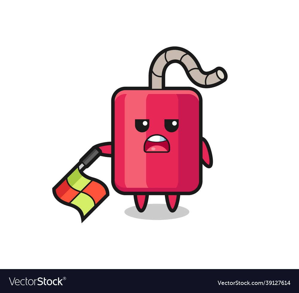 Dynamite character as line judge hold the flag Vector Image Dynamite character as line judge hold the flag