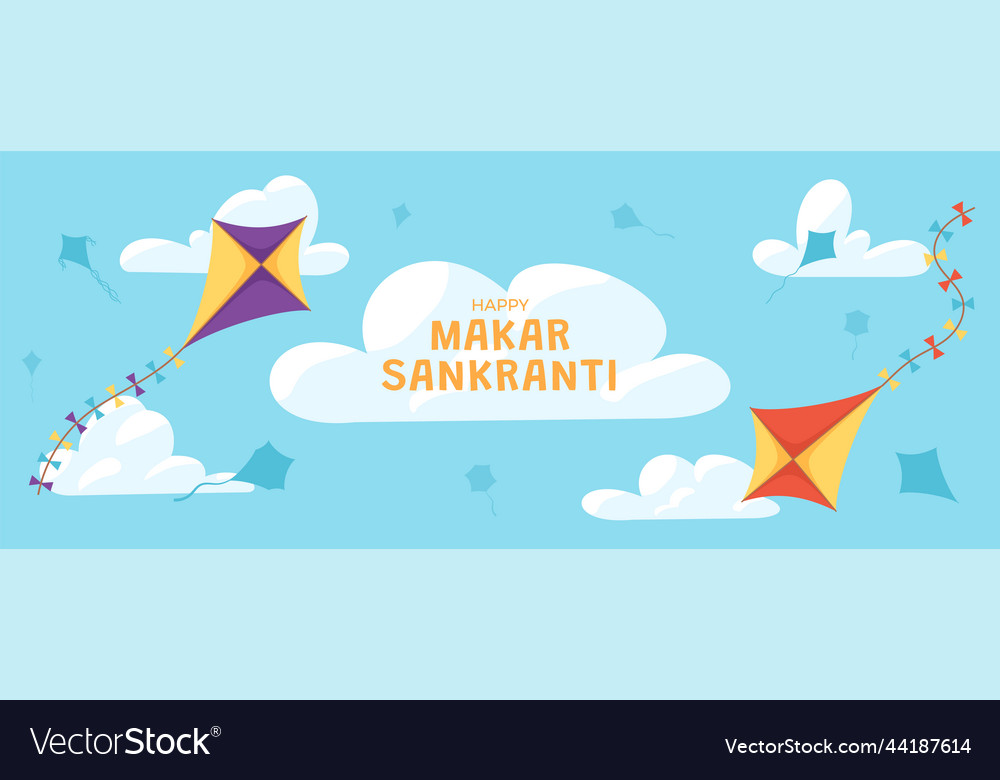 Makar sankranti Grußbanner mit blauem Himmel