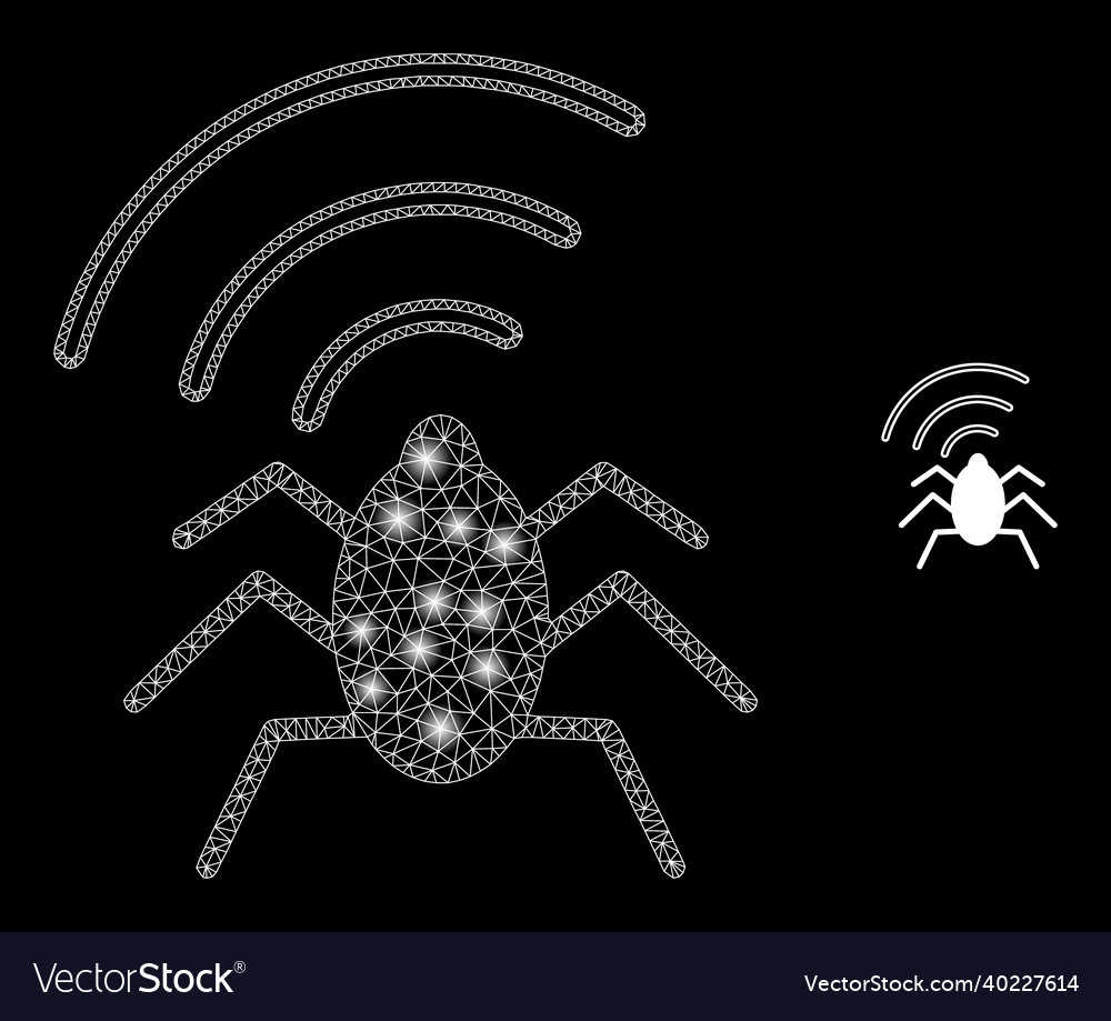 Mesh web radio bug with bright carcass vector image Mesh web radio bug with bright carcass