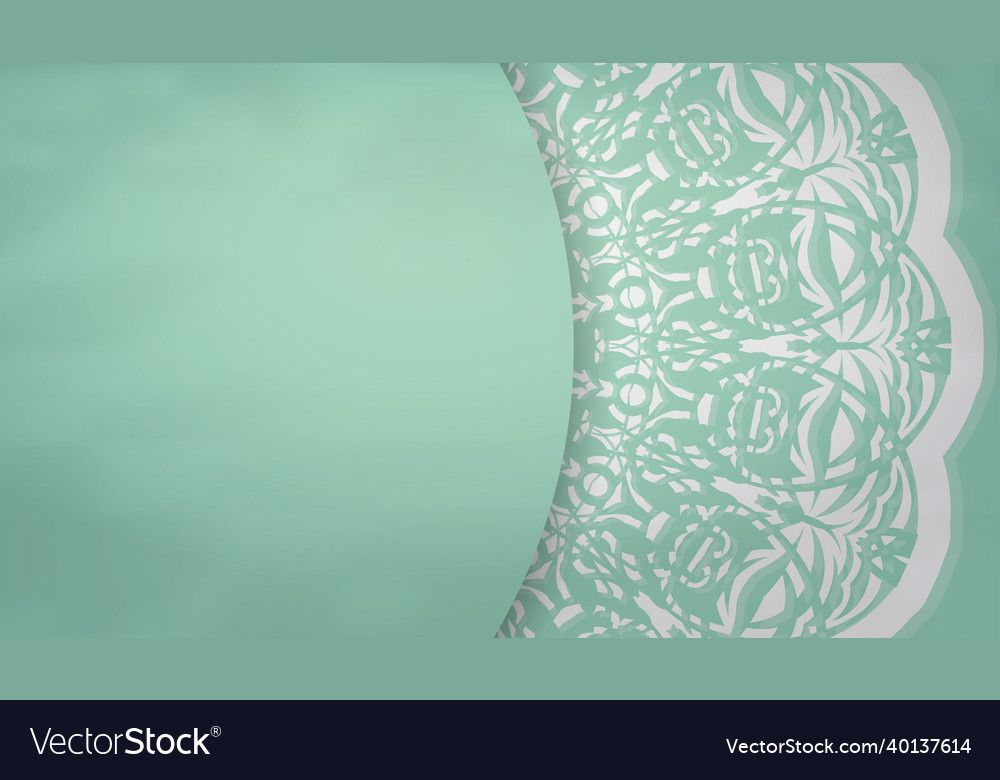 Mint color background with indian white pattern Vector Image Mint color background with indian white pattern