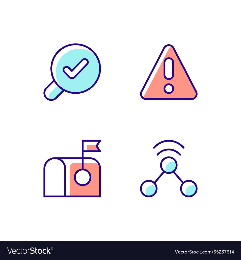 Modern interface usage rgb color icons set