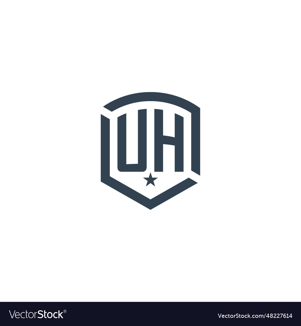 Monogram uh star shield logo design inspiration