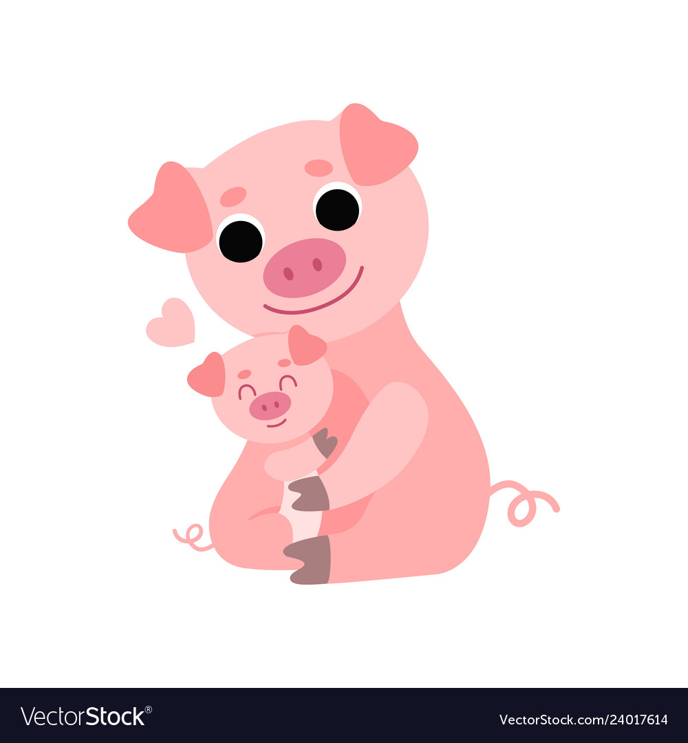 Download Mother pig and baby piglet cute animal family Vector Image