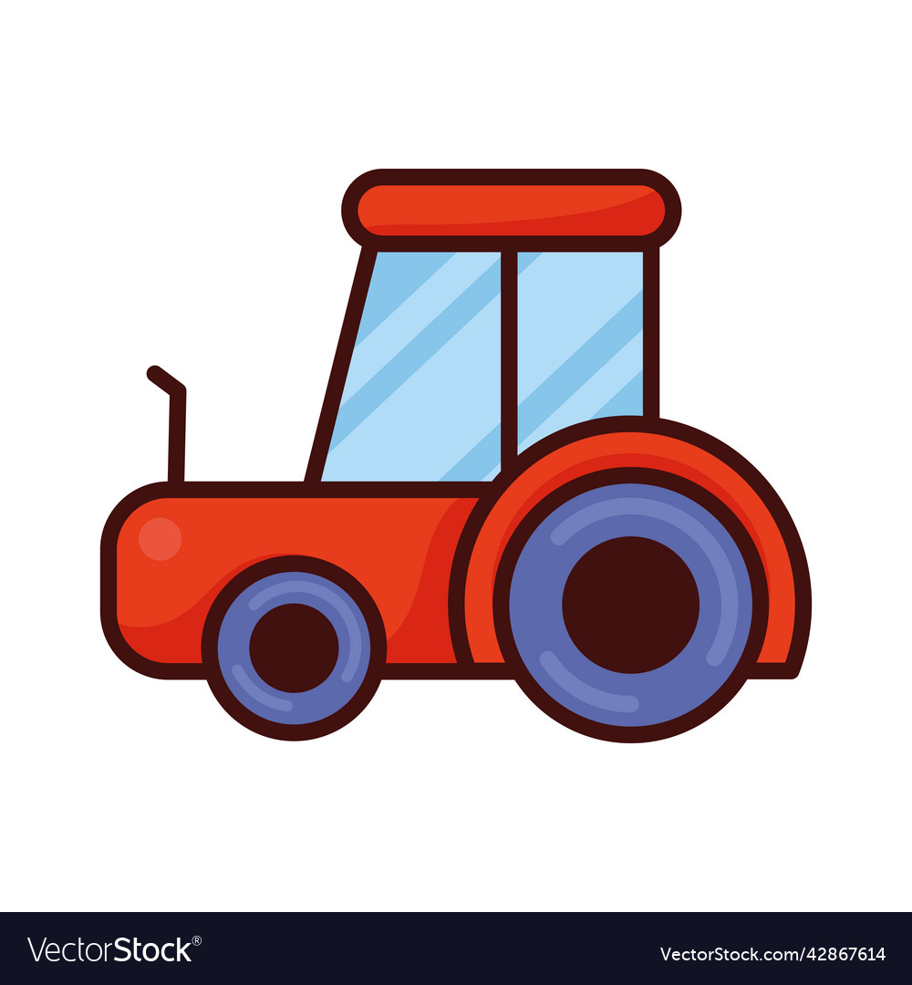 Red tractor vehicle farm Royalty Free Vector Image