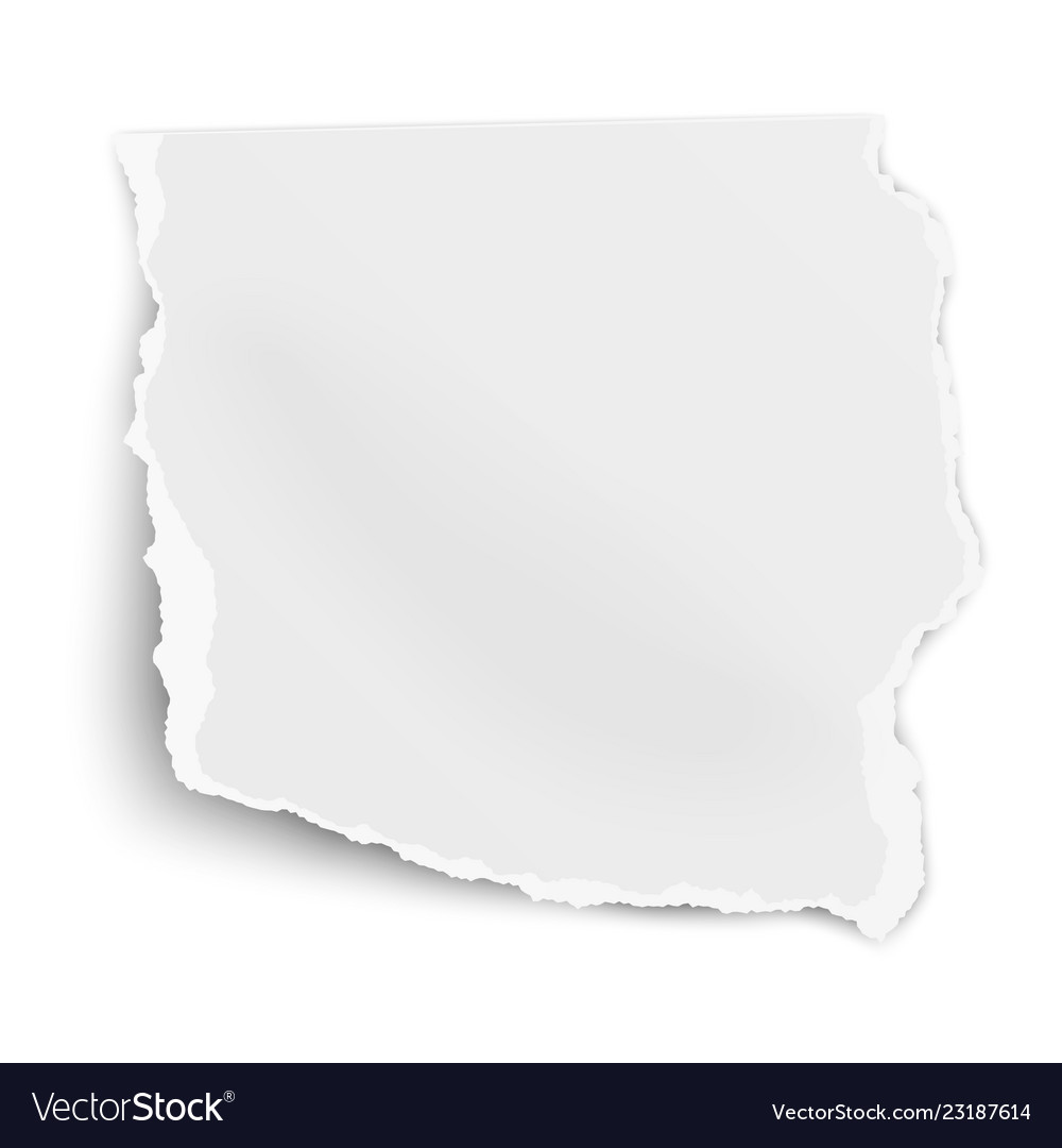 Ripped paper fragment with soft shadow isolated