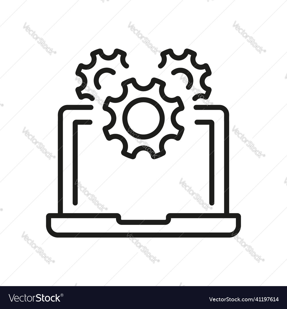 Service of software line icon computer system vector image Service of software line icon computer system