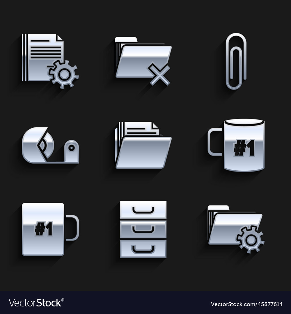 Set document folder drawer with documents vector image Set document folder drawer with documents