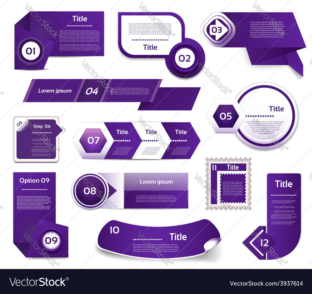 Set of blueviolet progress version step icons
