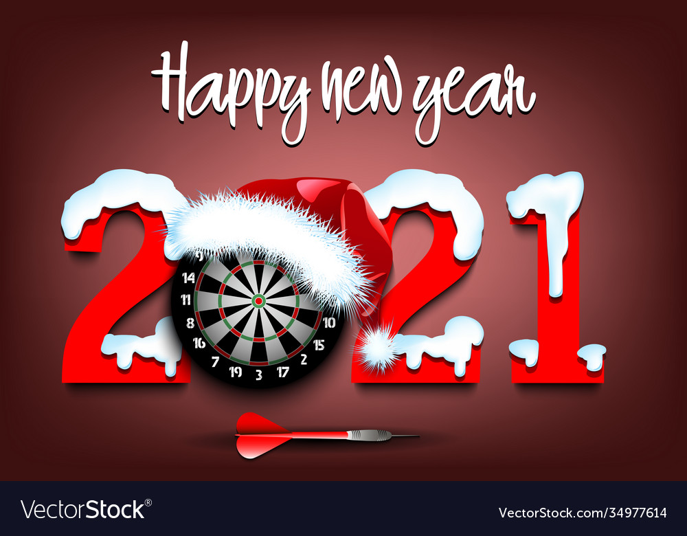 Snowy new year numbers 2021 and dartboard