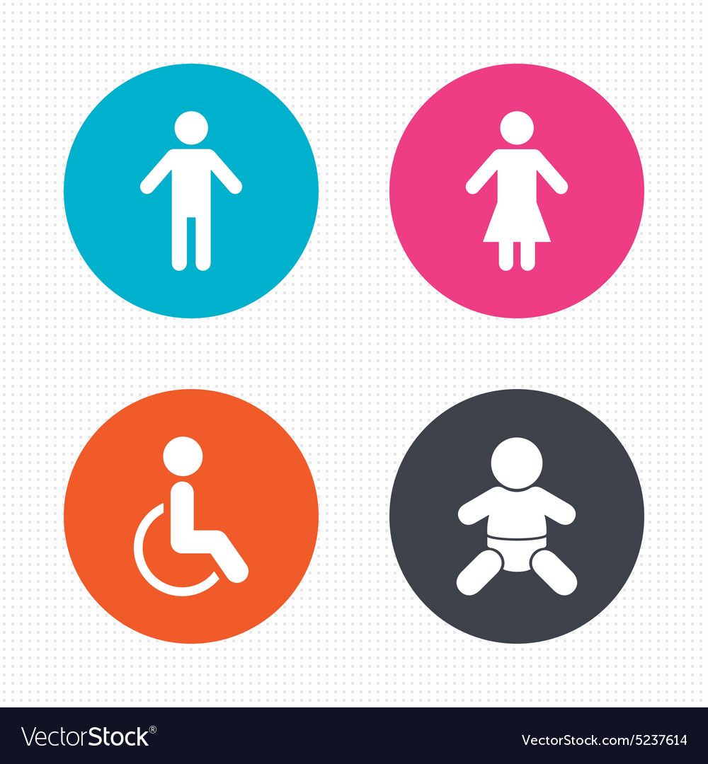 Wc toilet icons human male or female signs