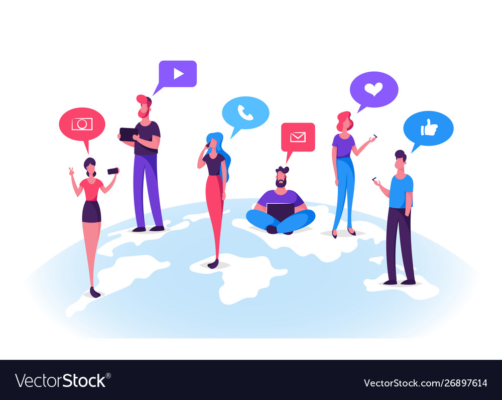 Young people characters chatting in social Vector Image