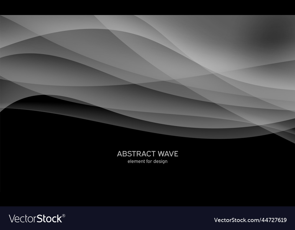 Abstract black background with smooth gray lines vector image Abstract black background with smooth gray lines