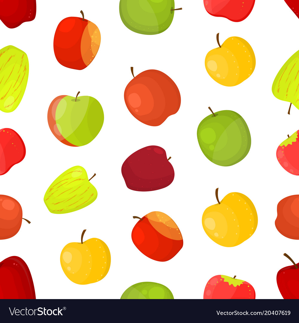 Apples different varieties seamless pattern