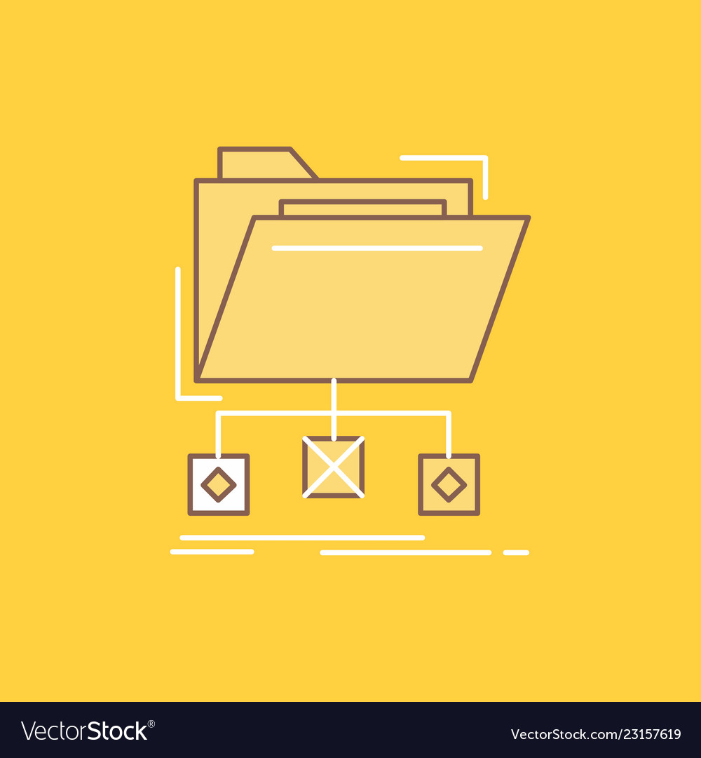 Backup data files folder network flat line filled vector image Backup data files folder network flat line filled