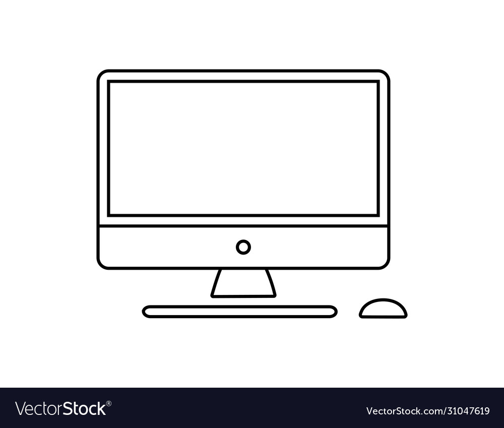 Computer monitor keyboard and mouse icon vector image Computer monitor keyboard and mouse icon