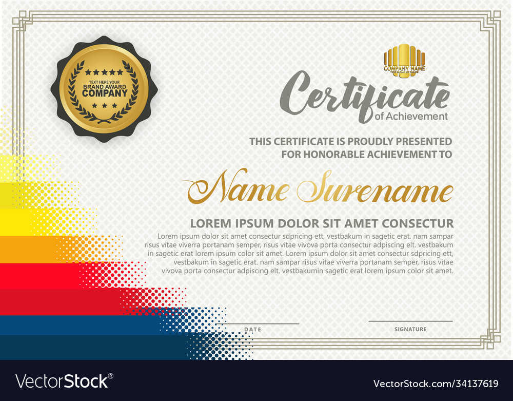 Diploma certificate template with halftone style