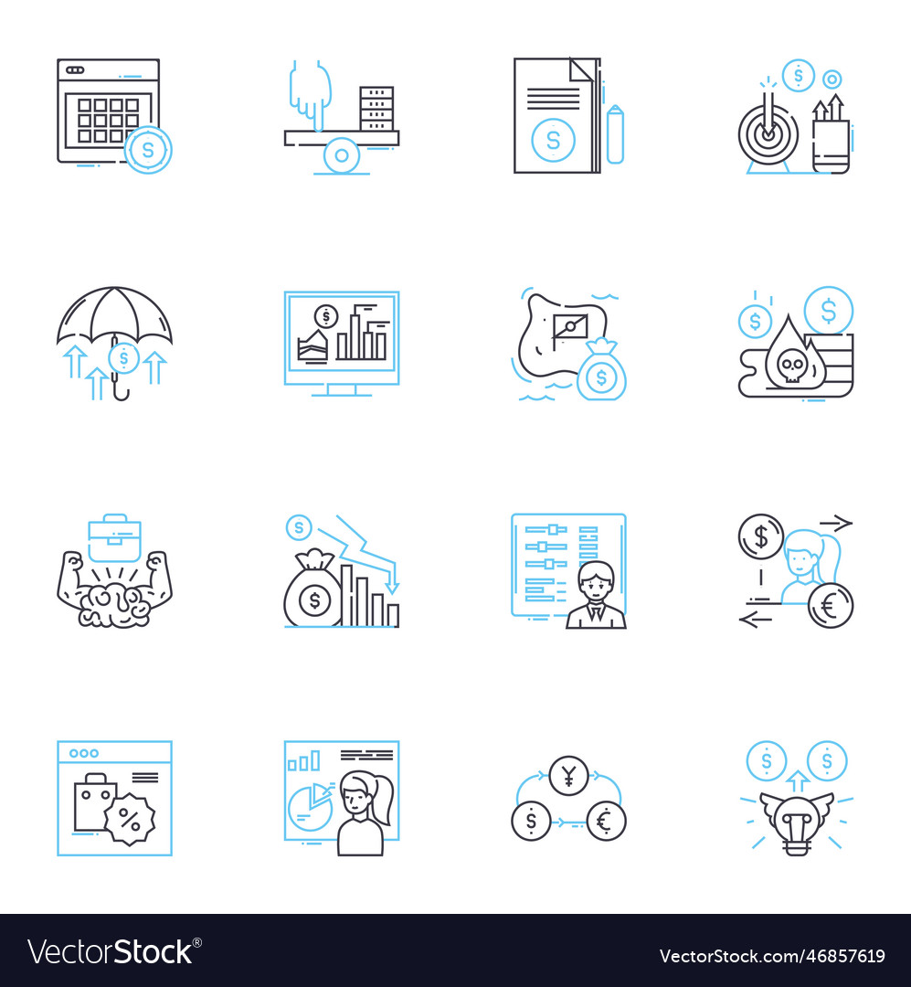 E-Commerce Finanzen lineare Icons Set Checkout