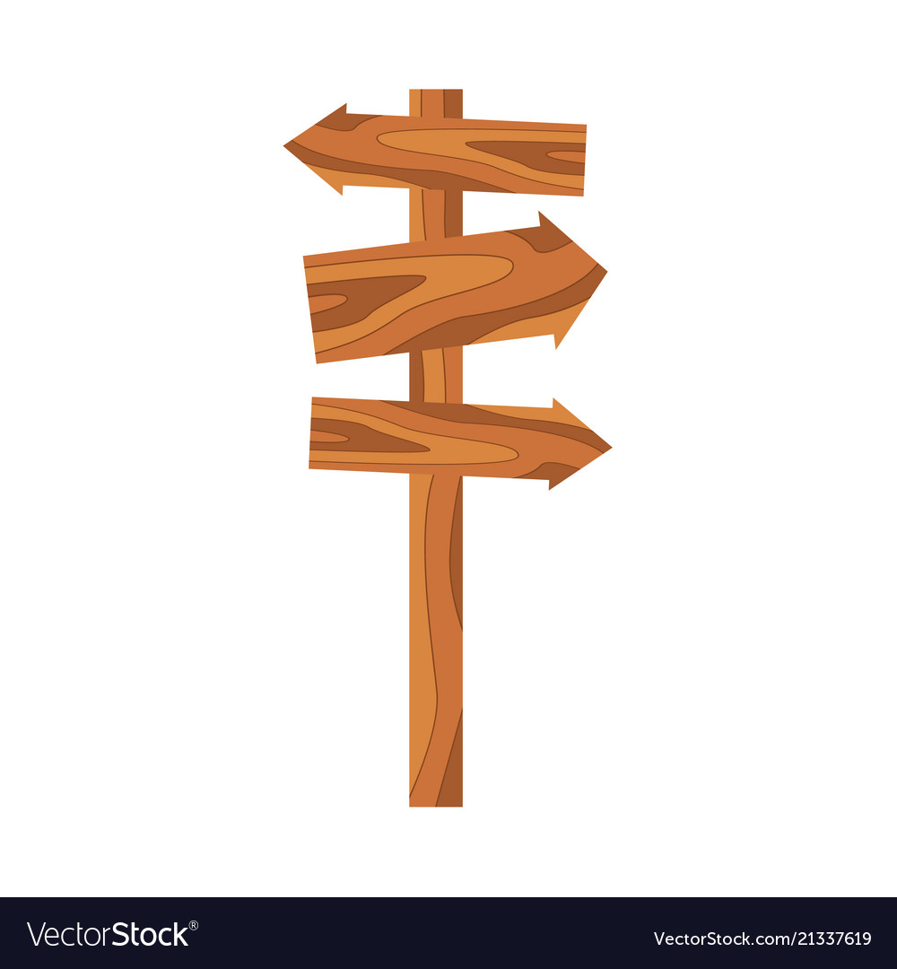 Flat wooden signboad with arrow pointers