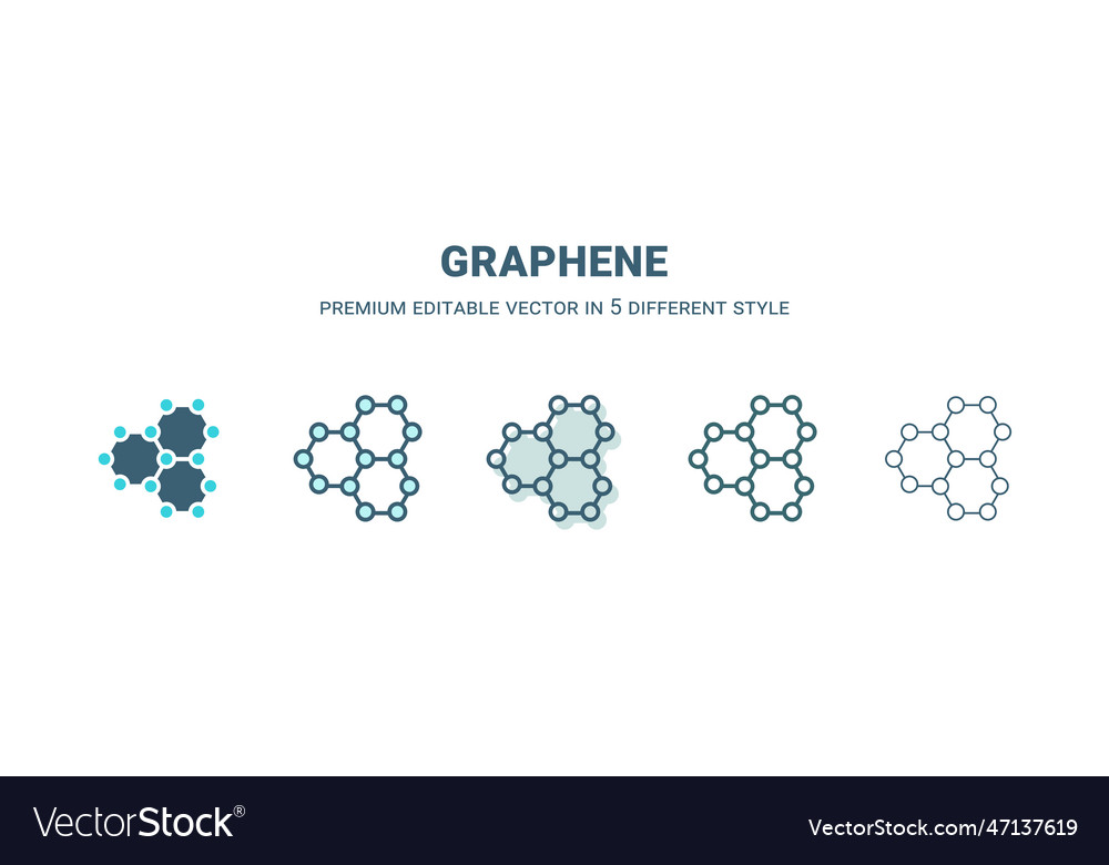 Graphene icon in 5 different style outline filled Vector Image