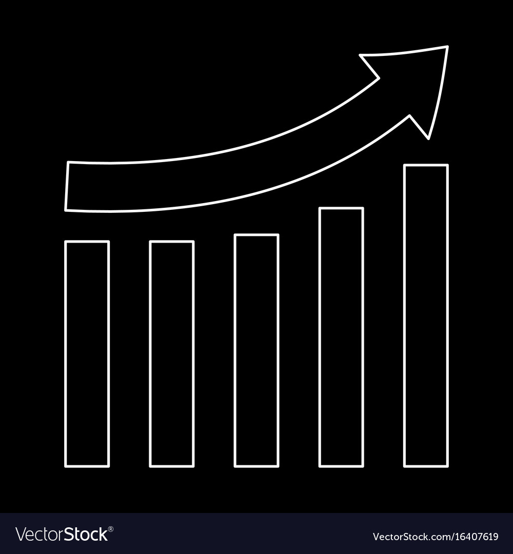 Growing graph white color path icon
