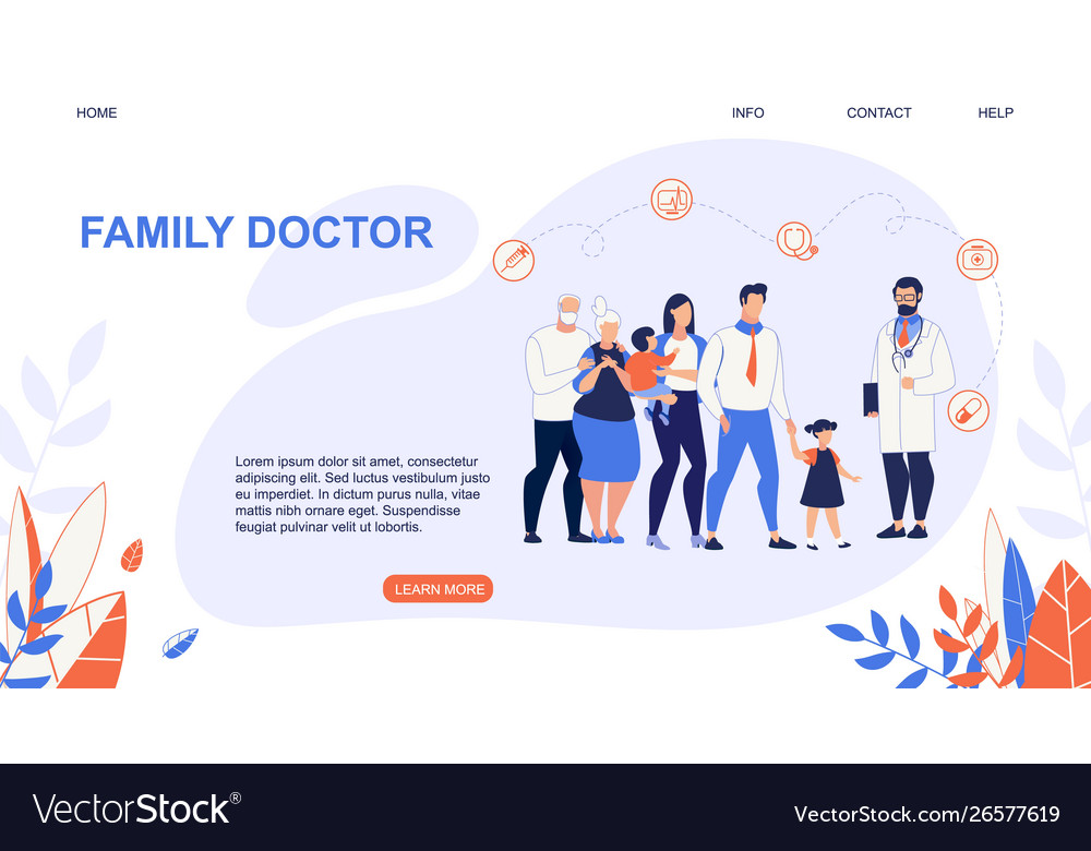 Informative flyer family doctor lettering cartoon Vector Image Informative flyer family doctor lettering cartoon Vector Image