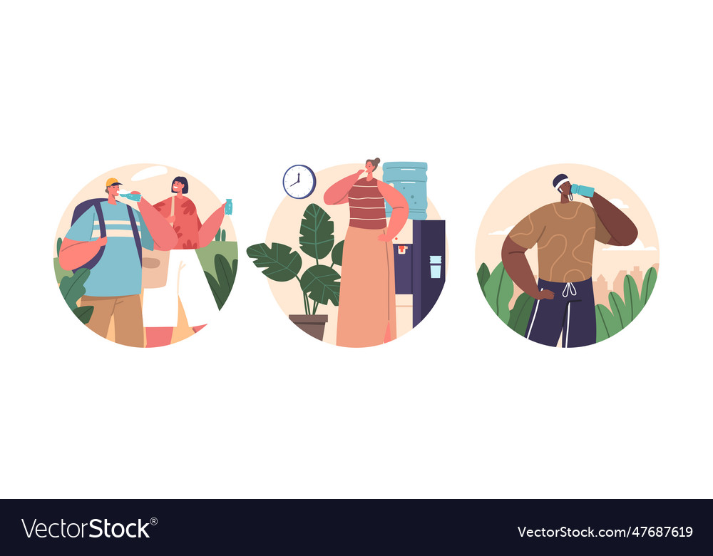 Isolated round icons or avatars of characters vector image Isolated round icons or avatars of characters