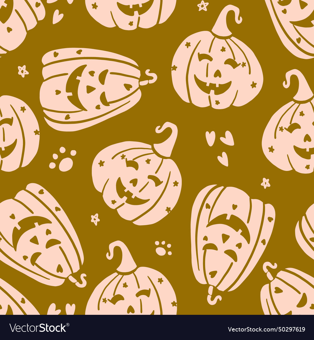 Jack o lantern pumpkins halloween seamless pattern