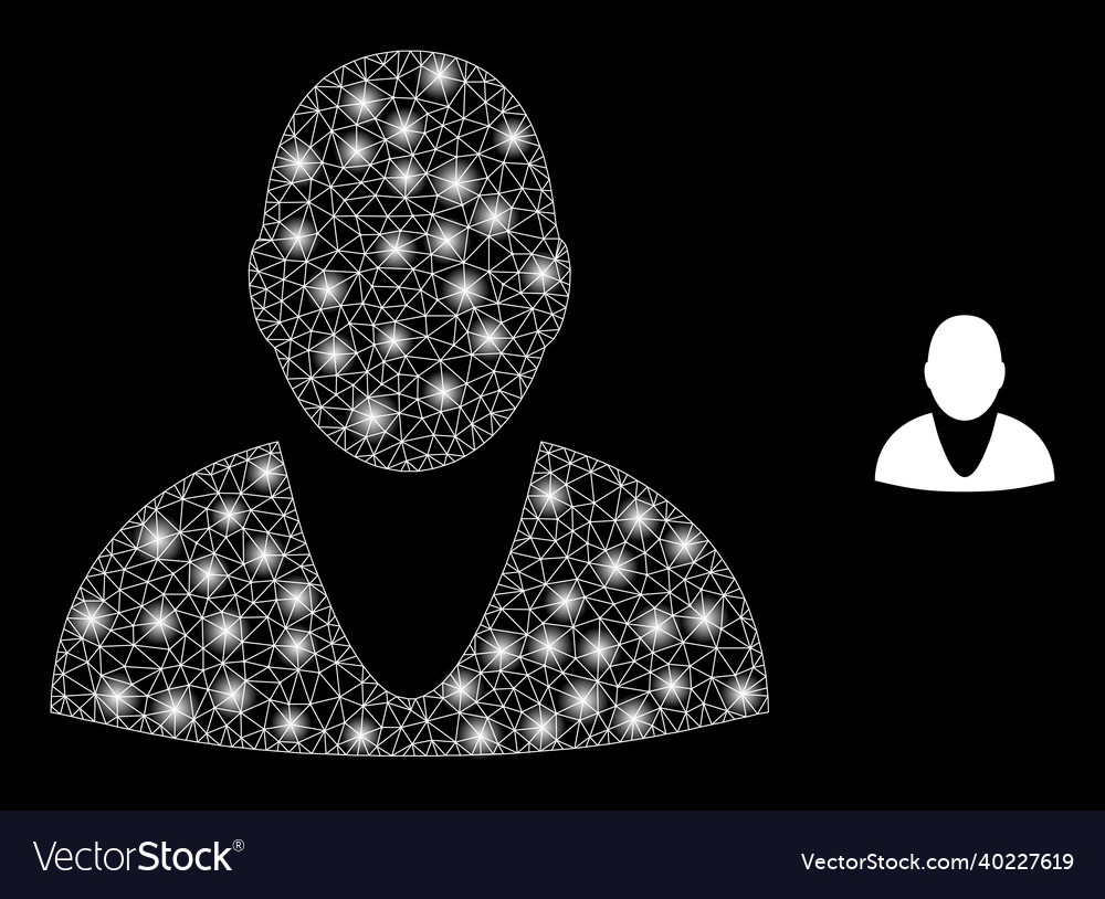 Mesh web user with magic network flashes vector image Mesh web user with magic network flashes