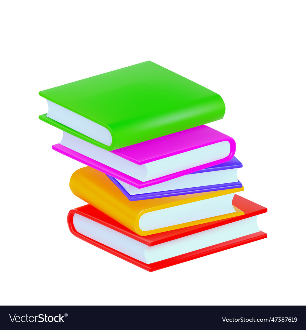 Render of a stack books or textbooks vector image Render of a stack books or textbooks
