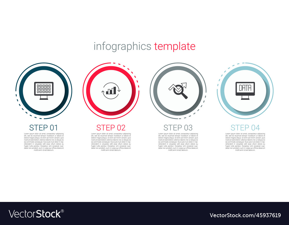 Set binary code pie chart infographic search vector image Set binary code pie chart infographic search
