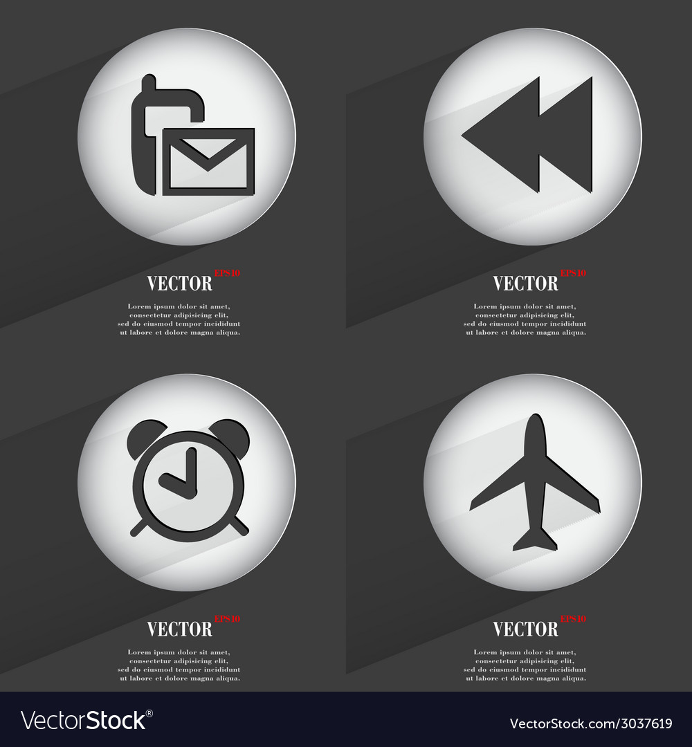 Set of 4 flat buttons icons with shadows