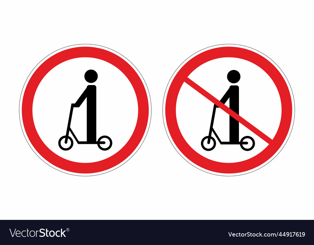 Traffic rules signs escooter electric scooter Vector Image