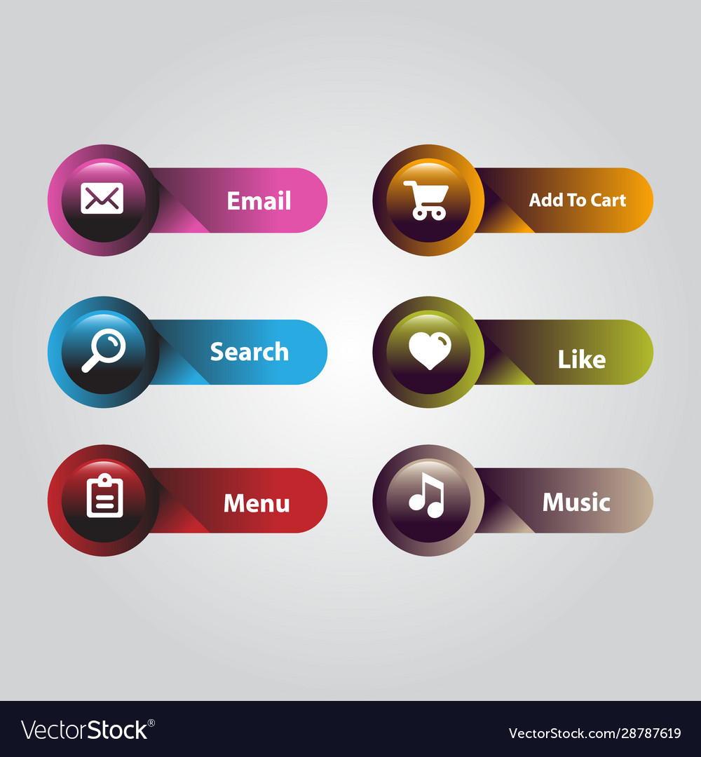 Web elements button set vector image Web elements button set
