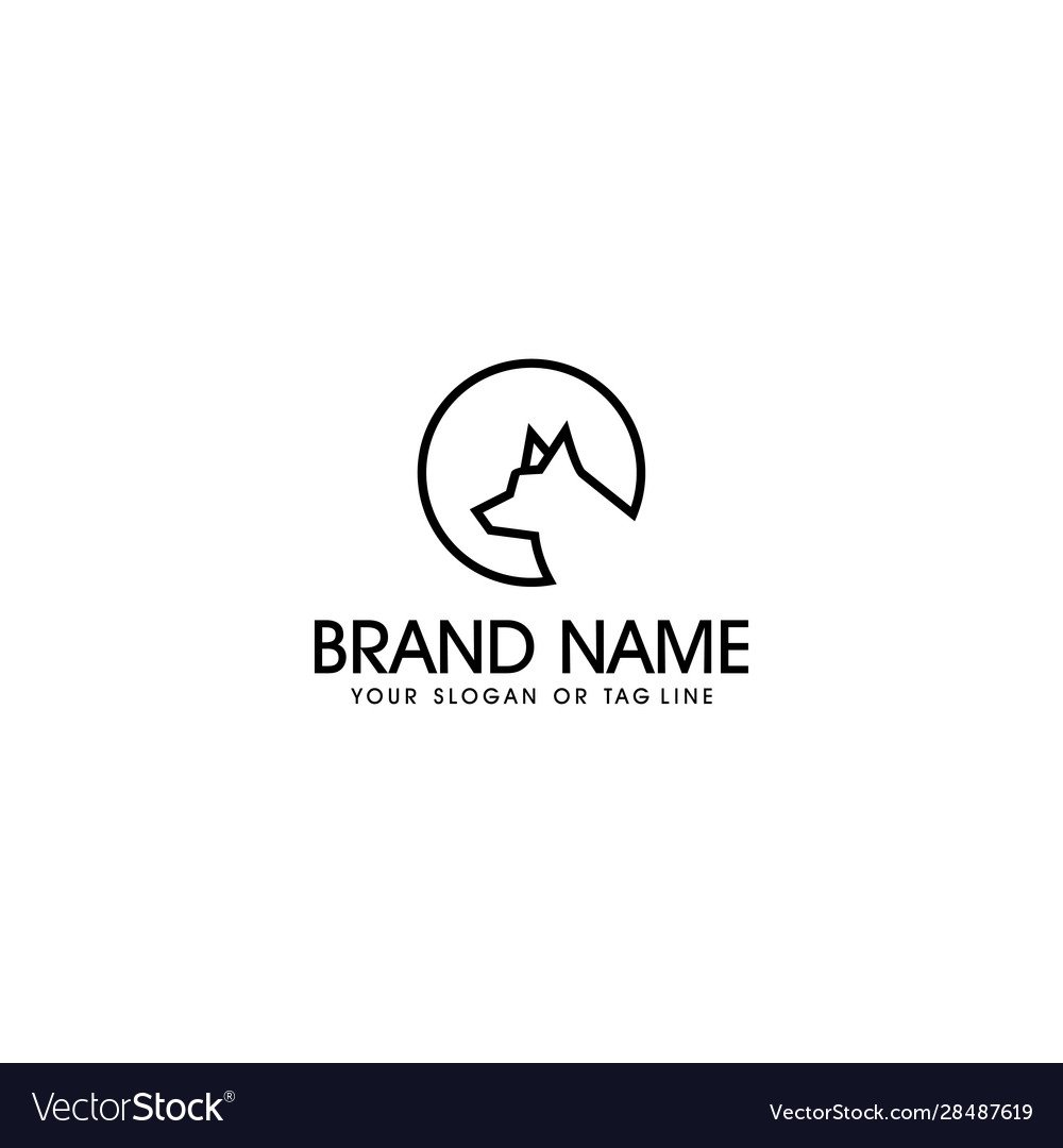 Wolf design logo line art Royalty Free Vector Image