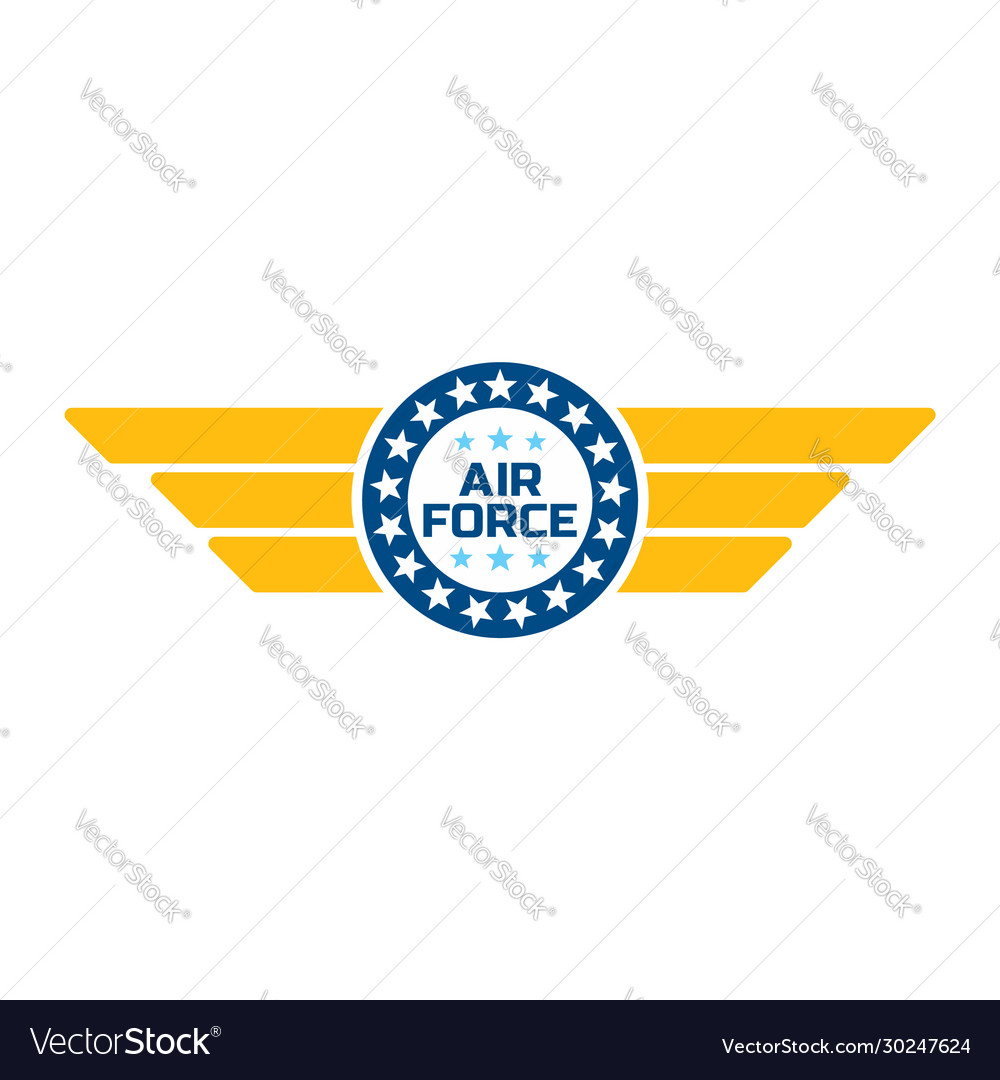 Air force logo with wings and star army Royalty Free Vector