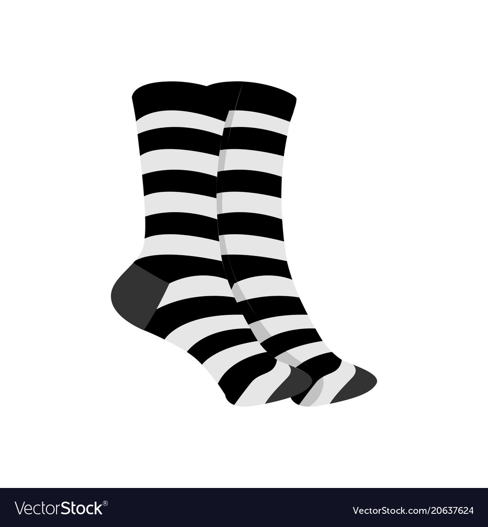 Black white striped socks fashion style item Vector Image