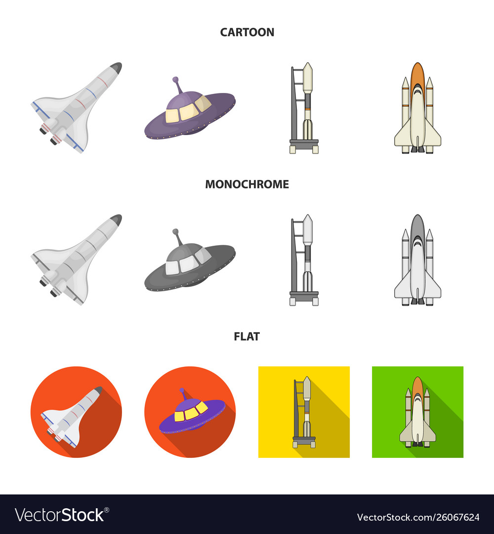 Isolated object spaceship and ship icon set