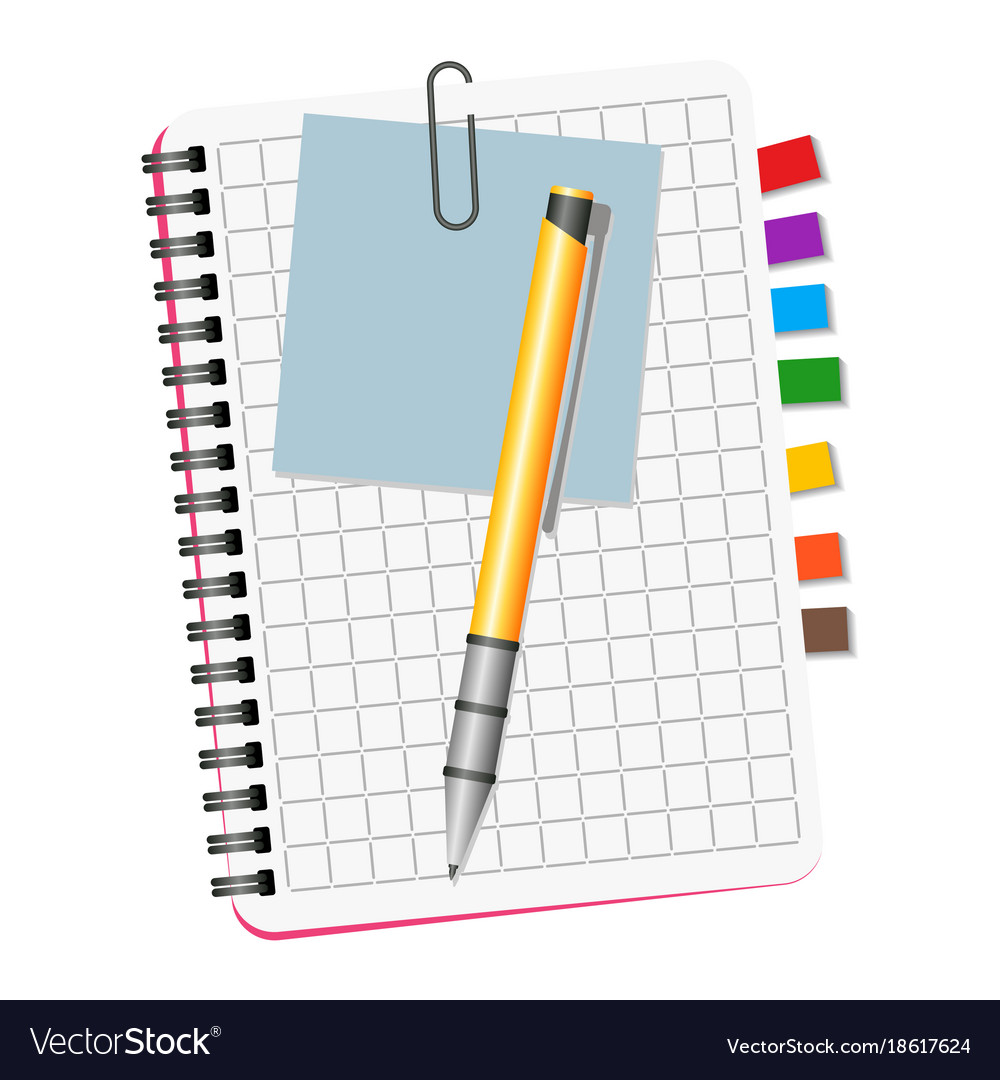 Notebook with colored bookmarks